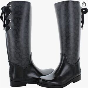 Coach Black Patterned Knee-High Boots